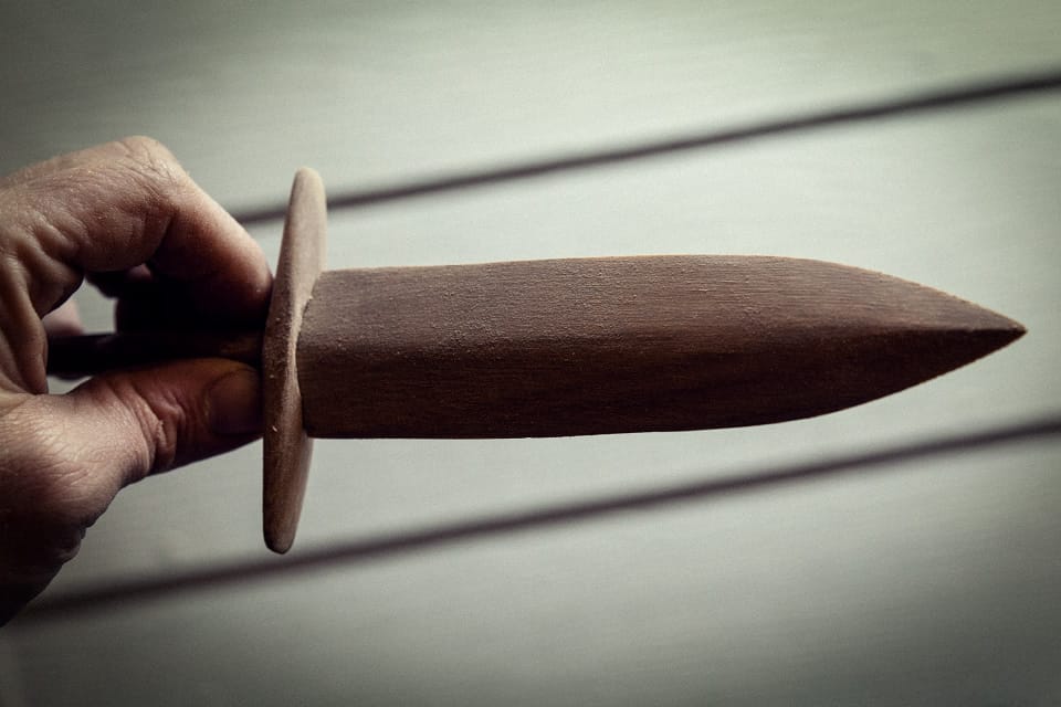 Guard meets the blade.