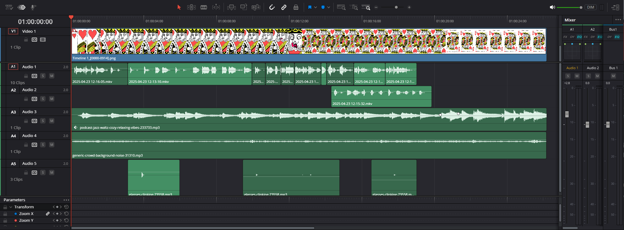 King of Hearts - animated short DaVinci timeline