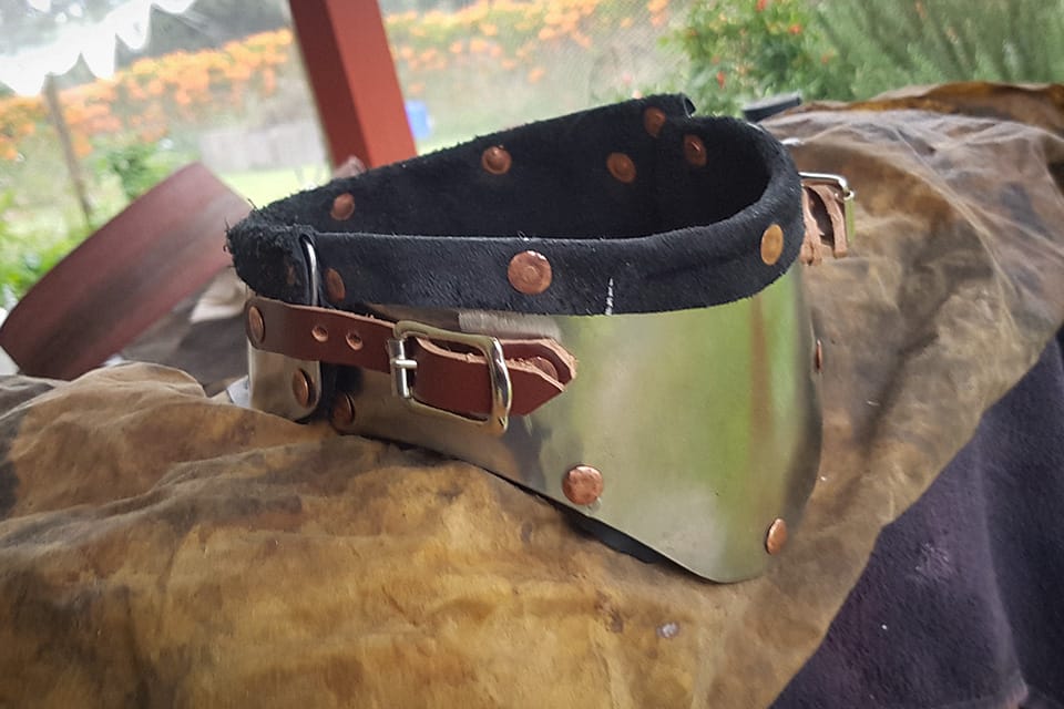 The finished gorget from the rear