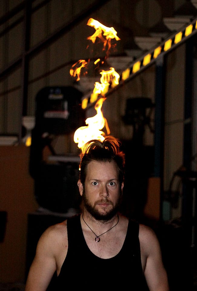 Playing with fire - Propane torch mounted in a bench vice.
