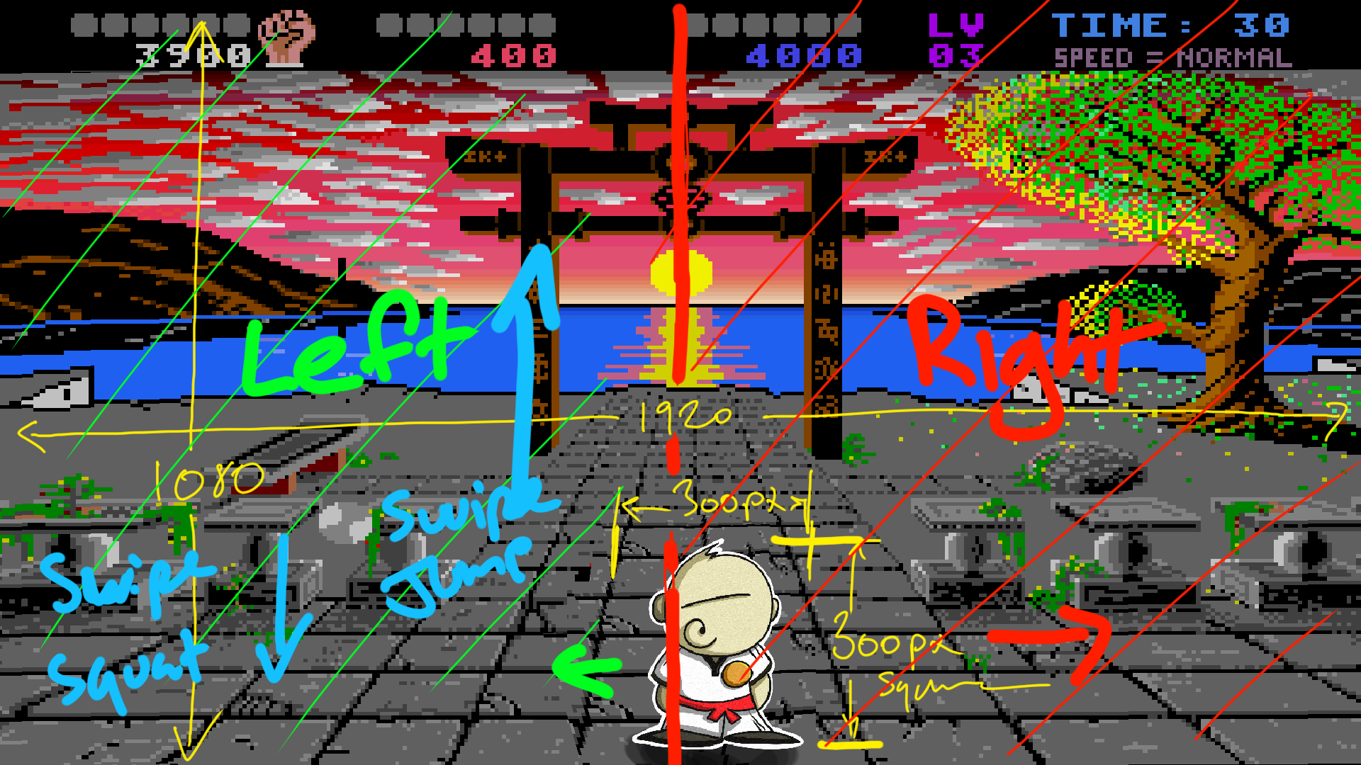 Cho Dan Bo overlaid on the IK+ background on Amiga 500. Markup for mobile version