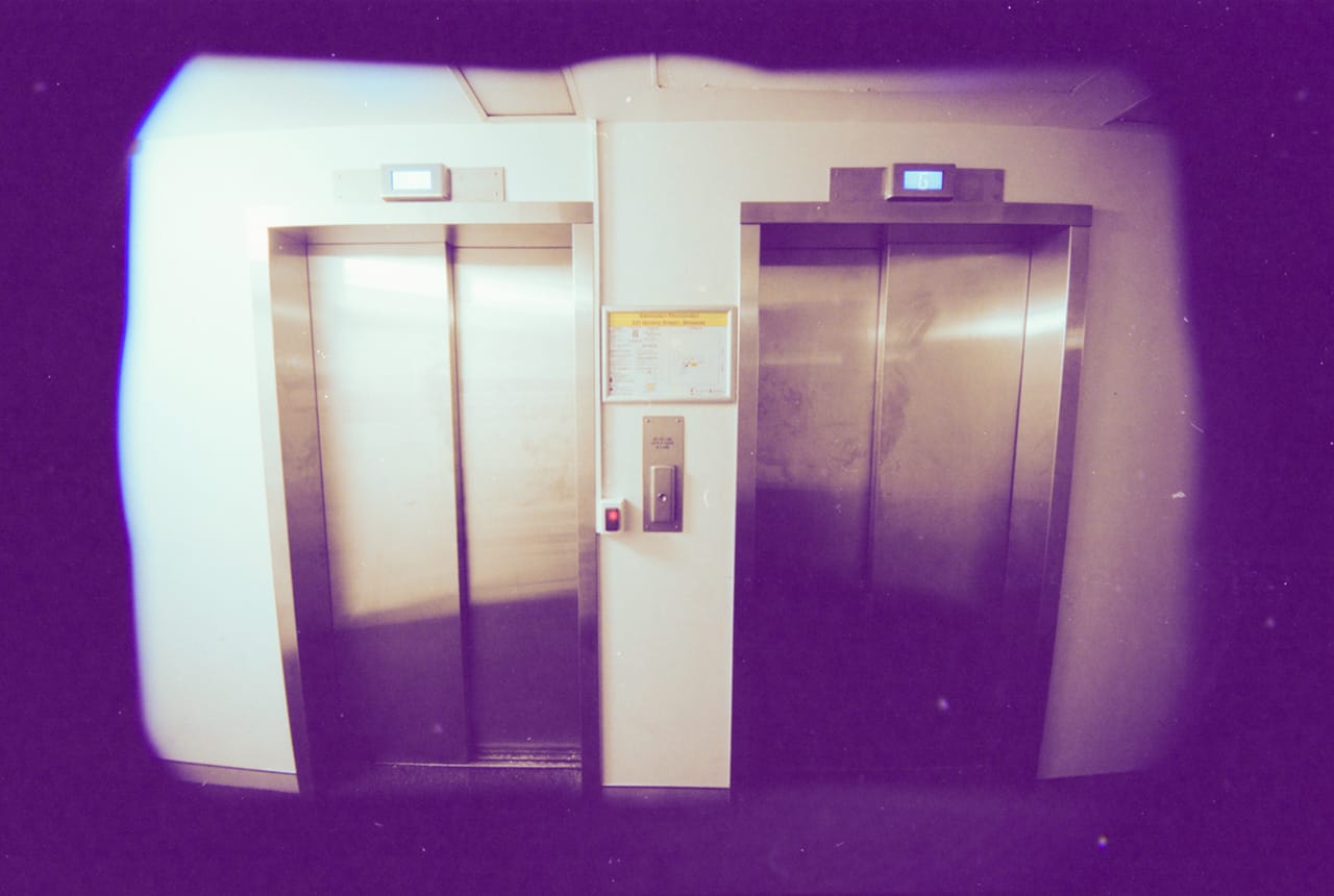 The ground level maintenance elevators. Kodak Porta 160