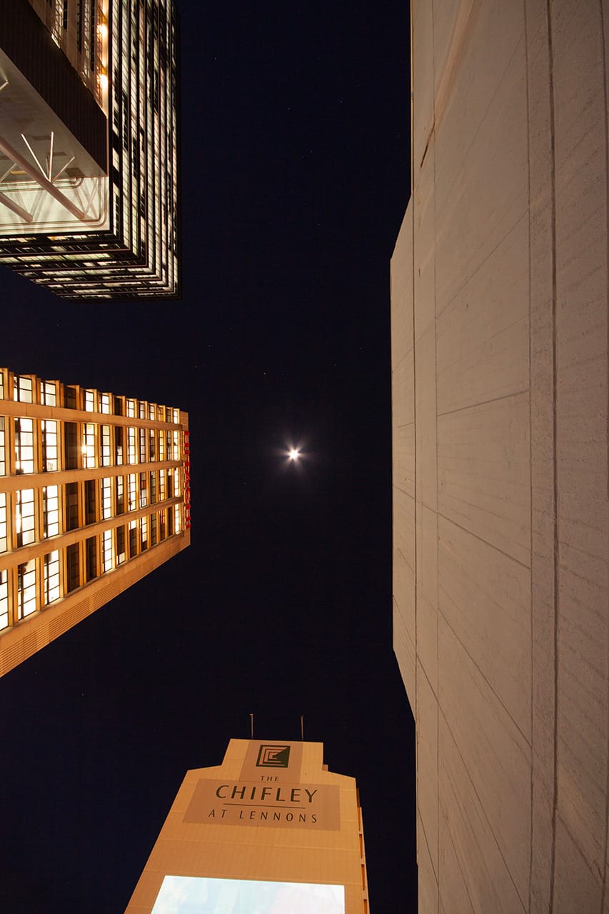 The moon directly overhead during the show. Canon 5D mkii