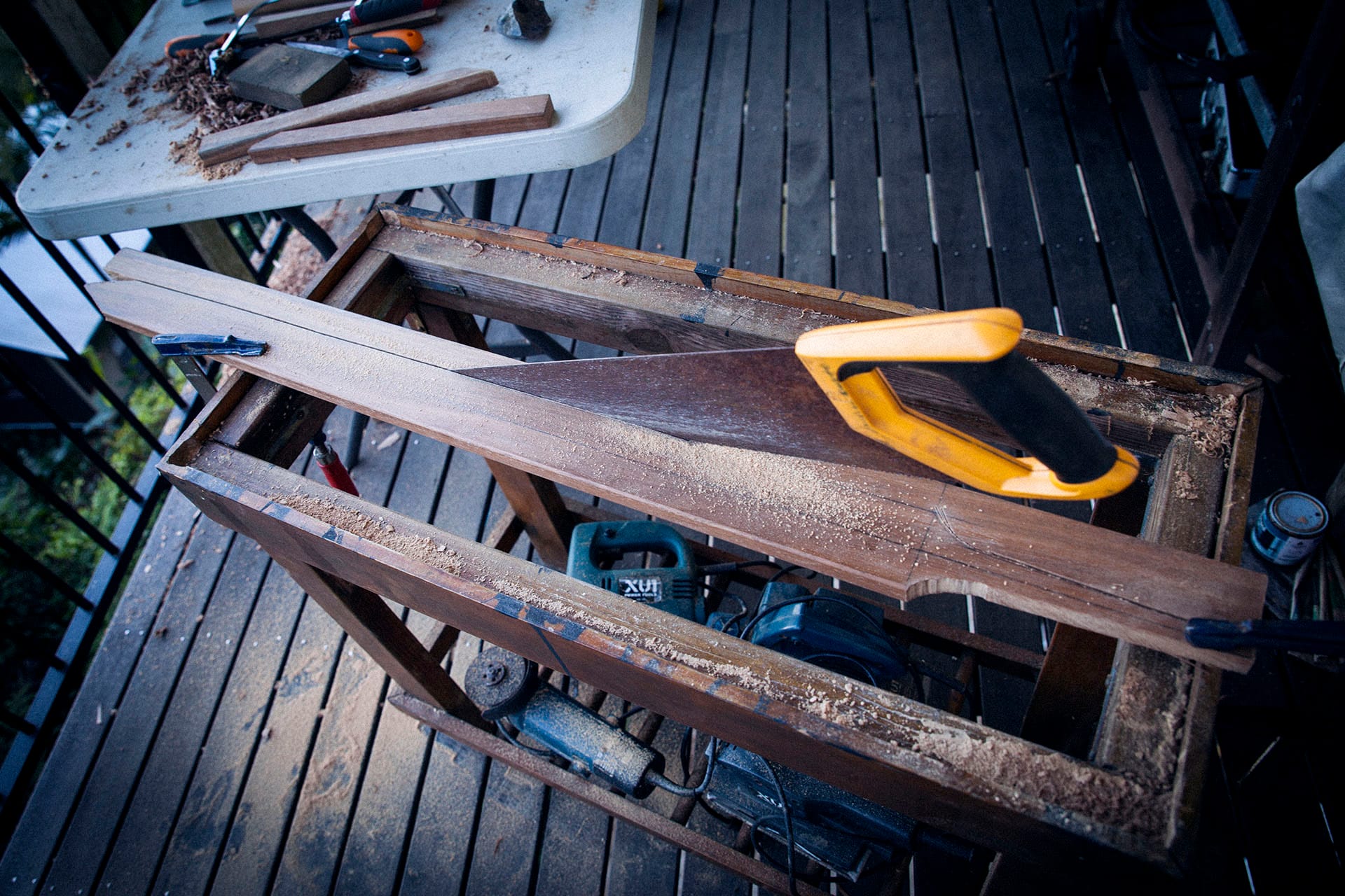 Cutting the initial blade shape with a hand saw