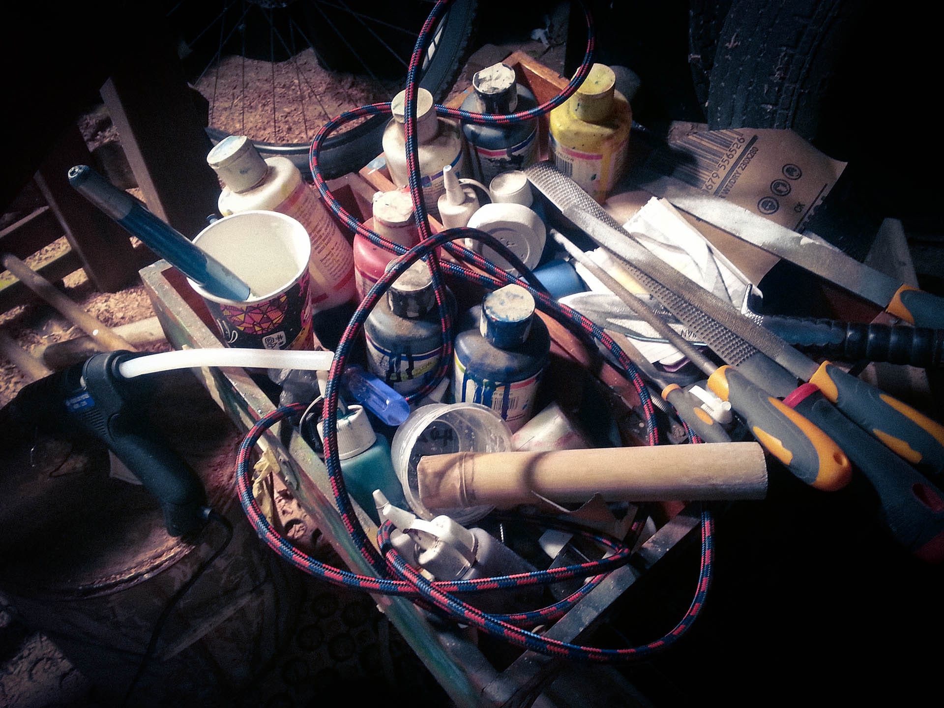 Scrap Bamboo and my ultra neat tool pile