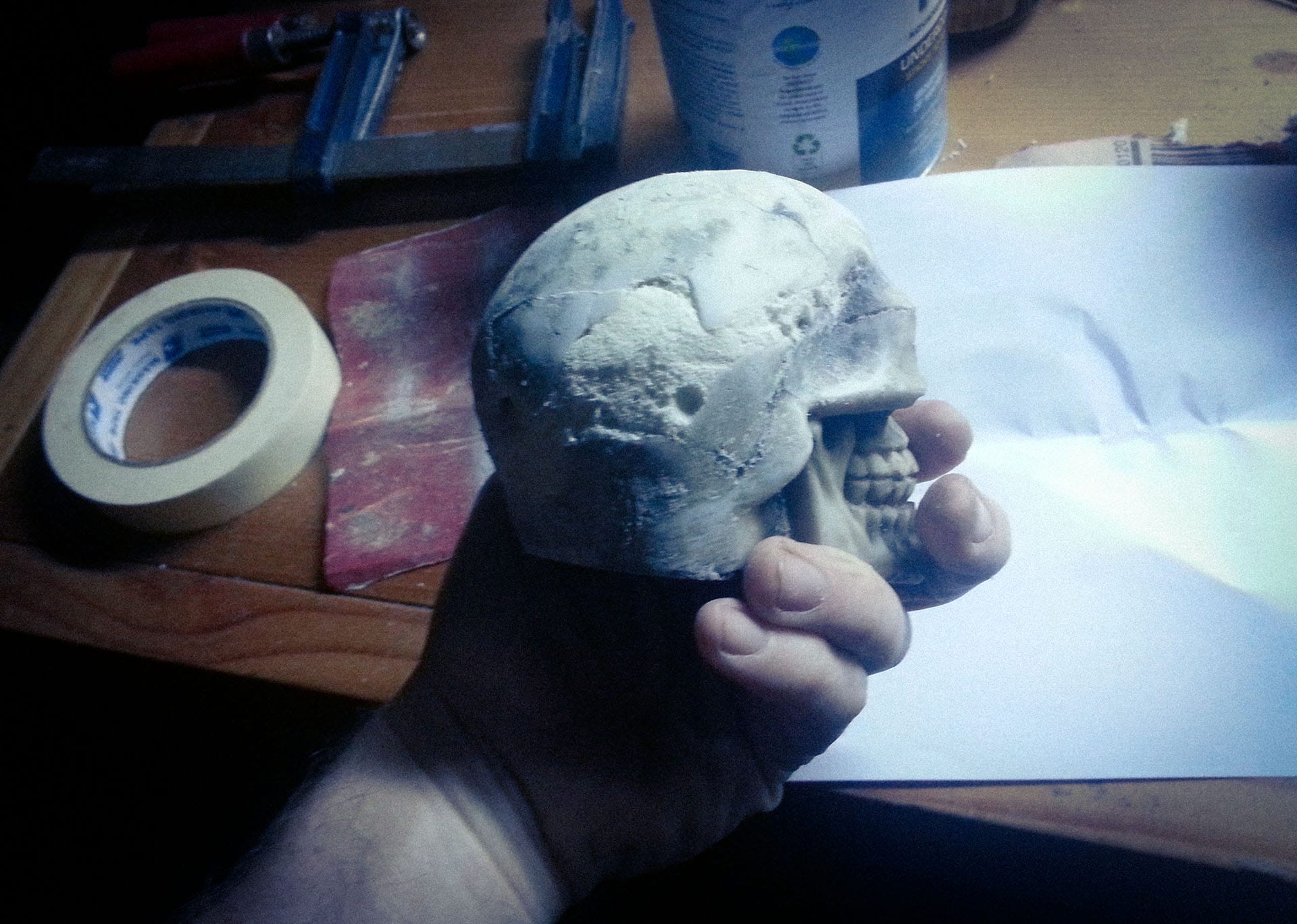The repaired skull ready for casting
