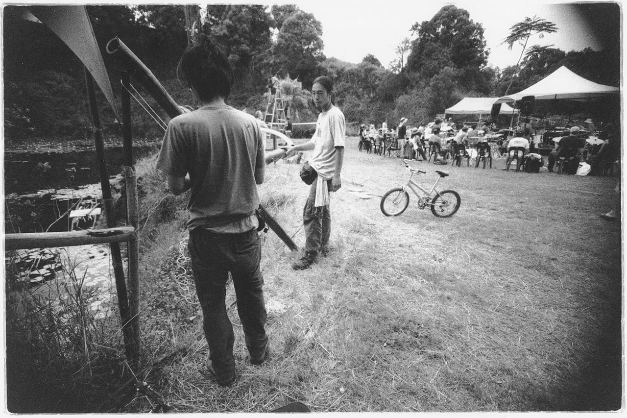 The Crew setting up installation art at the Island Quarry - Boredoms - Boadrum111 - Byron Bay November 2011