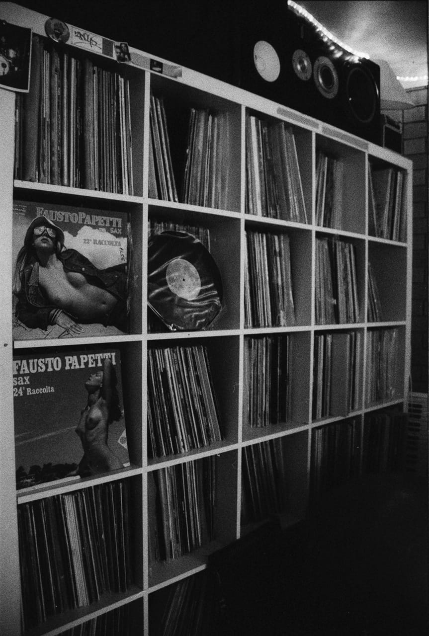 A section of Hydrofunk Records studio Vinyl Collection