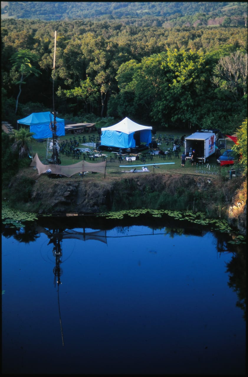 Early morning setup at the Island Quarry Byron Bay - Boredoms - Boadrum111 - November 2011